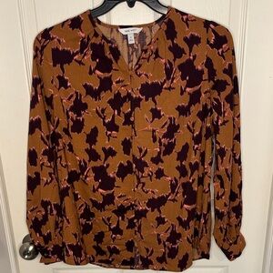 NWT Nine West Women's Brown Abstract Blouse